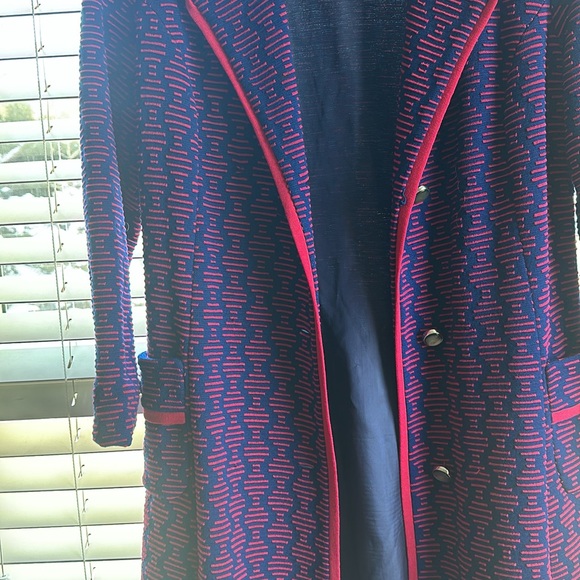 EUC Missoni Like wool Women's Navy and Red Coat Made in Italy SZ M - Picture 2 of 5